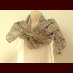 Hand- made, gray, silk - chiffon scarf